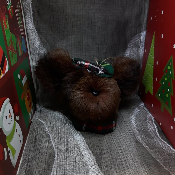 Tartan Teddy Bear Christmas Ornament - Newfoundland Tartan - Real Mink - Picture 1 of 7